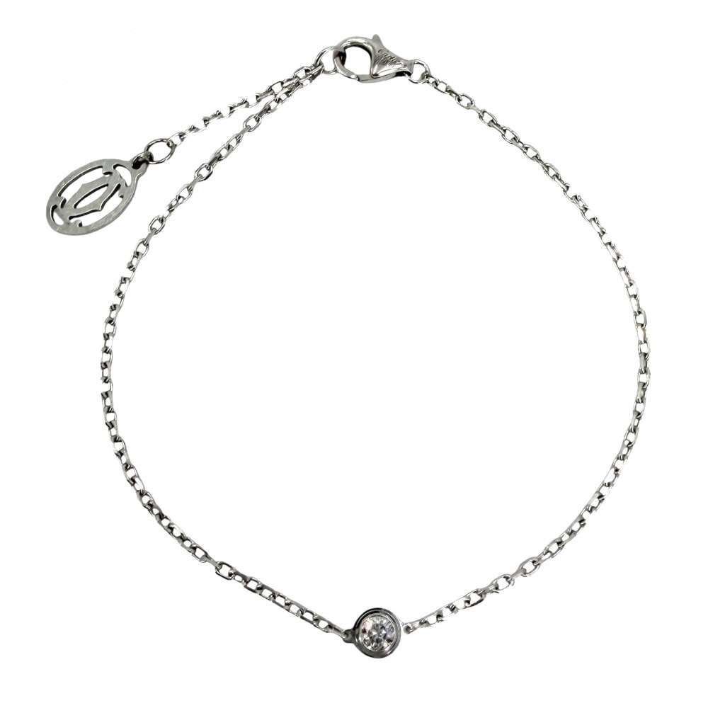 CARTIER カルティエ ブレスレット ダムール スモール 一粒ダイヤ アクセサリー ジュエリー アジャスター付き Au750 18金WG K18ホワイトゴールド    ダイヤモンド レディース 約2.3g【中古品】