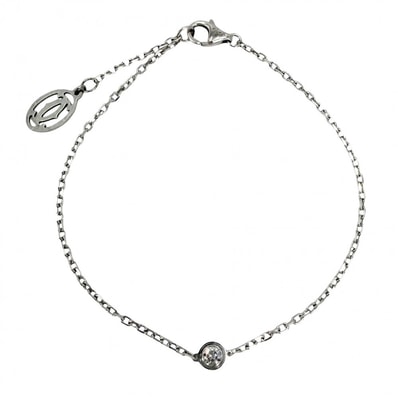 CARTIER カルティエ ブレスレット ダムール スモール 一粒ダイヤ アクセサリー ジュエリー アジャスター付き Au750 18金WG K18ホワイトゴールド ダイヤモンド レディース 約2.3g【中古品】