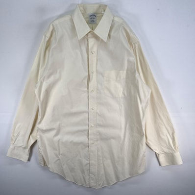 古着 ブルックスブラザーズ Brooks Brothers 長袖シャツ 胸ポケ カラーステイ L イエロー系 無地 メンズ