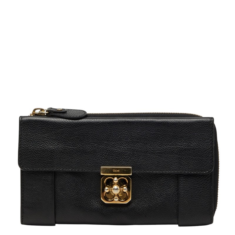 クロエ エルシー L字ファスナー 長財布 ブラック レザー レディース Chloe 【中古】