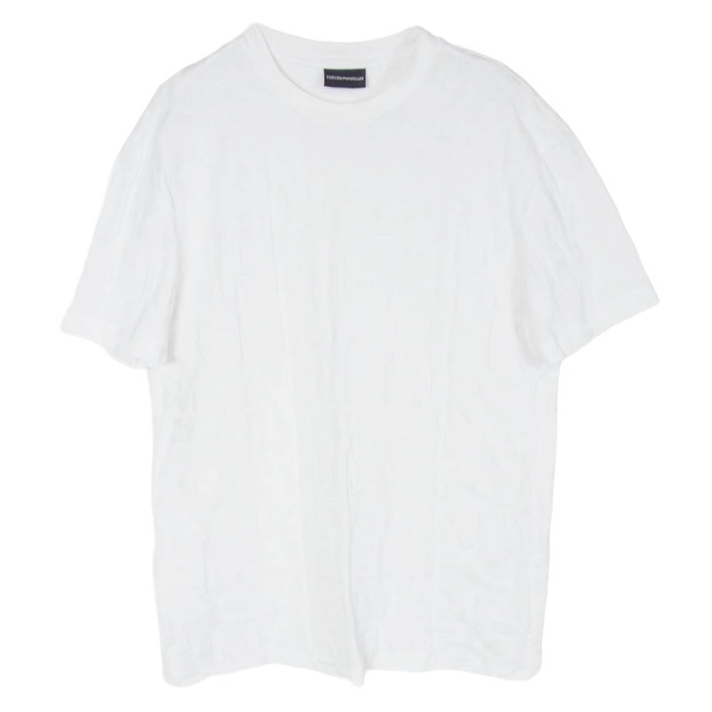 Emporio Armani エンポリオ・アルマーニ 6K1T66 1JGYZ エンボス ロゴ 総柄 半袖 カットソー Tシャツ ホワイト系 L【中古】
