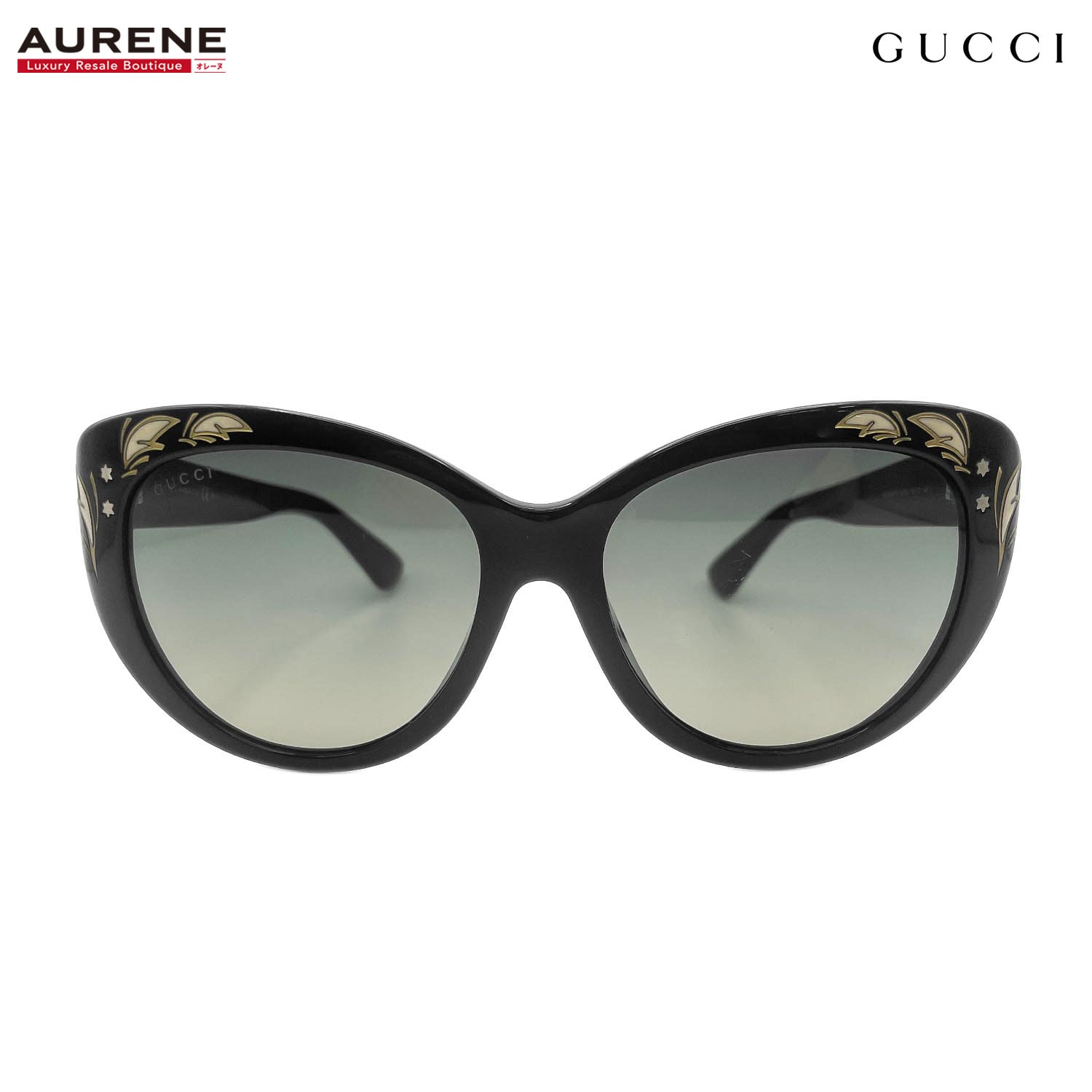 GUCCI グッチ キャットアイ サングラス
 バタフライシェイプ GG3828 プラスチック ブラック GG3828/F/S 807DX 55□17 145 レディース
 【中古】