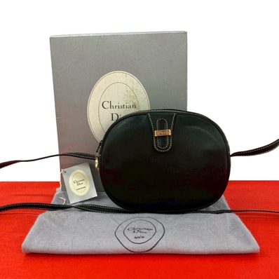 Christian Dior ディオール CD ロゴ 金具 レザー ショルダーバッグ ブラック
81425