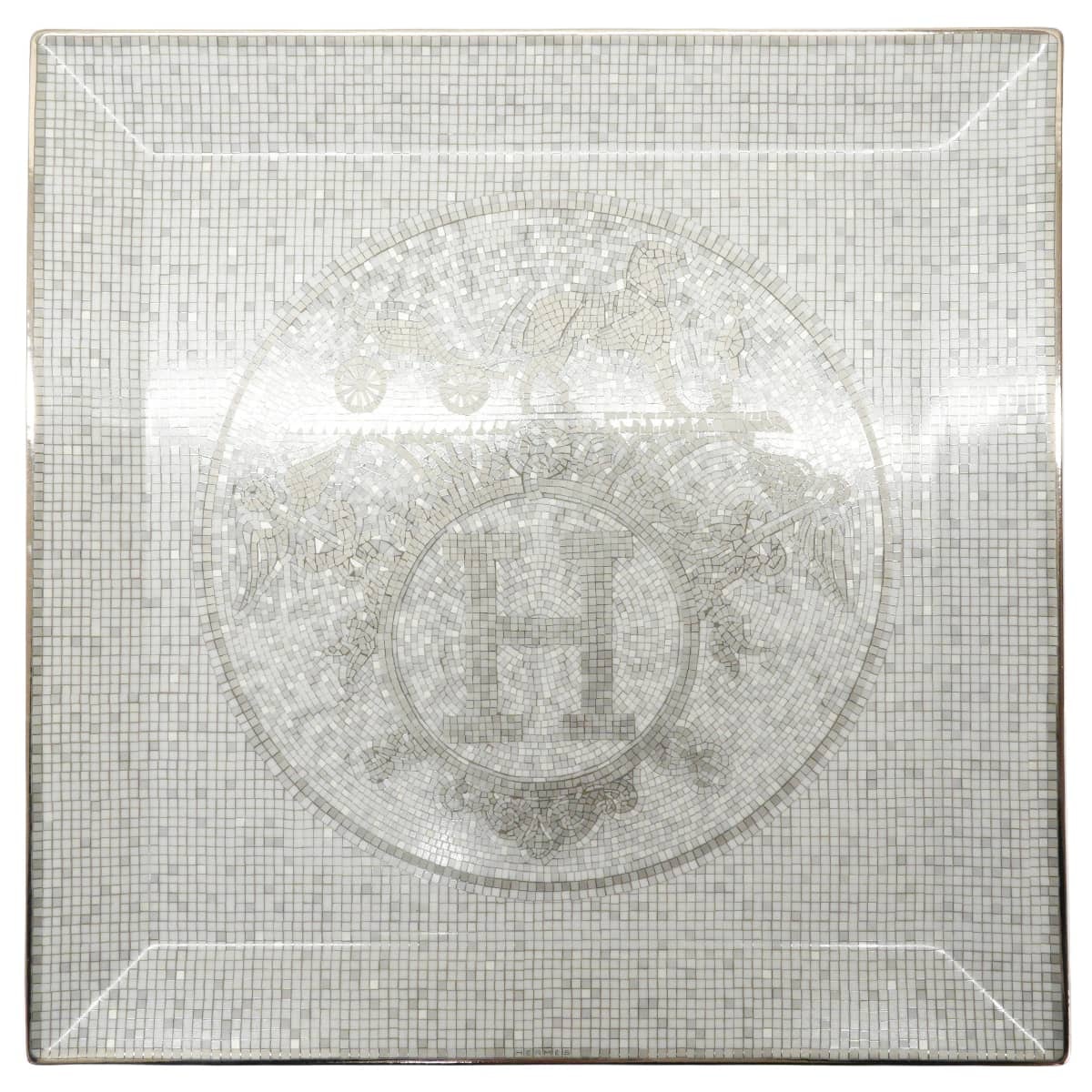HERMES エルメス 皿 プチカレ No5 モザイク 24 23cm プラチナ ポーセリン(陶器) 新品