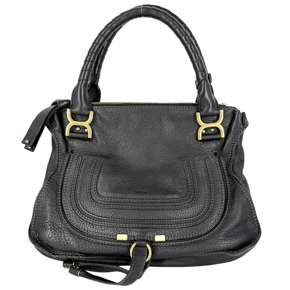 Chloe クロエ ハンドバッグ マーシー 肩掛け レザー ブラック 黒 ゴールド金具 レディース【中古品】