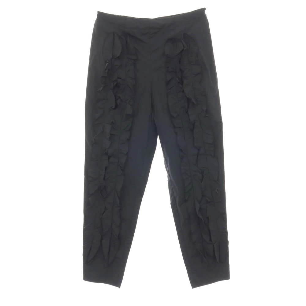【中古】【未使用】トーガ TOGA PULLA 2025年春夏 Memory taffeta pants フリルデザイン イージーパンツ ブラック【サイズ38】【レディース】