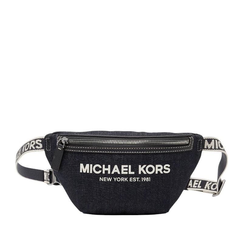 マイケルコース ミニ ベルトバッグ ボディバッグ ウエストバッグ インディゴブルー デニム レザー レディース Michael Kors 中古