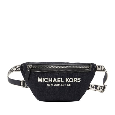 マイケルコース ミニ ベルトバッグ ボディバッグ ウエストバッグ インディゴブルー デニム レザー レディース Michael Kors 中古