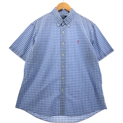 古着 ラルフローレン POLO by Ralph Lauren CUSTOM FIT ギンガムチェック 半袖 ボタンダウン チェックシャツ メンズXL相当/eaa550522