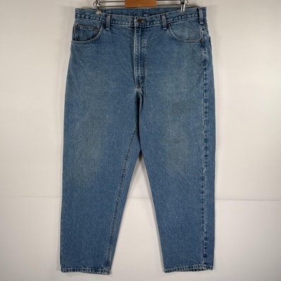 古着 カーハート Carhartt デニムパンツ ワーク 5ポケット 大きいサイズ テーパード ワンポイントロゴ w40 L30 ブルー メンズ