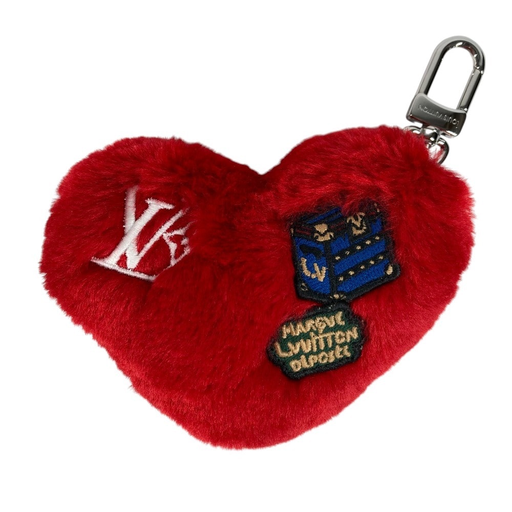 ルイヴィトン LOUIS VUITTON バッグチャーム LV ラッキー ハート M03171 バッグチャーム ファー キーホルダー ベルベット レッド 未使用