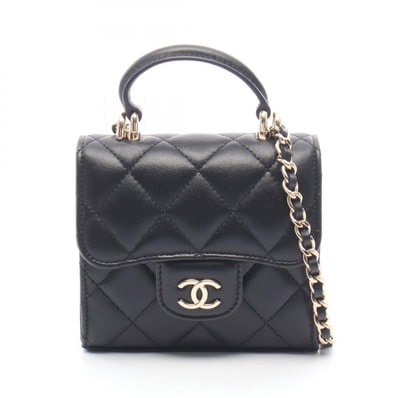 シャネル CHANEL ミニマトラッセ チェーン クラッチ ショルダーバッグ バッグ ラムスキン(羊革) レディース ブラック系 AP2682 【中古】