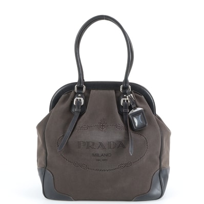 ■美品 プラダ ロゴ ジャガード トライアングルロゴトート バッグ