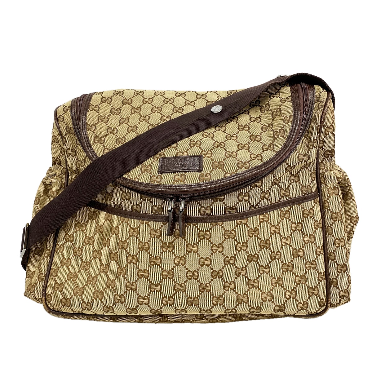 【6ke5490】グッチ ショルダーバッグ GGキャンバス 123326 キャンバス ブラウン シルバー金具【中古】レディース