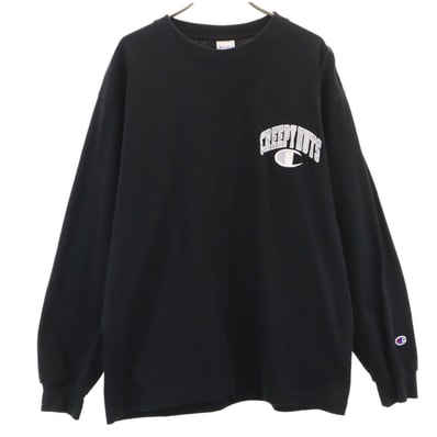Champion チャンピオン CREEPY NUTS クリーピーナッツ コラボ 長袖 Tシャツ XL ブラック ロンT