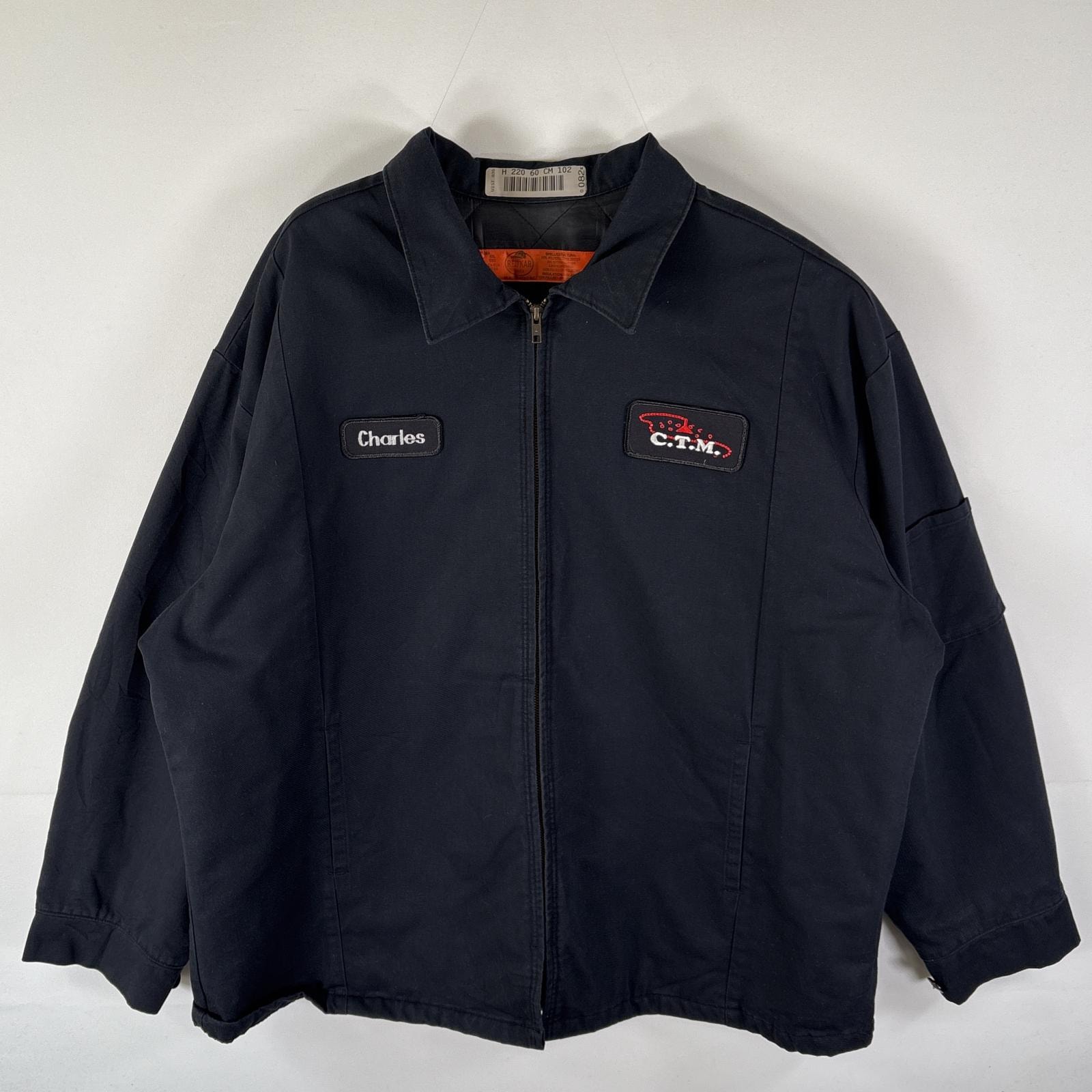 古着 レッドキャップ RED KAP ワークジャケット フルジップ ブルゾン 企業ロゴワッペン 大きいサイズ 14041  ブラック メンズ