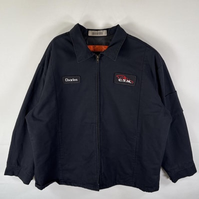 古着 レッドキャップ RED KAP ワークジャケット フルジップ ブルゾン 企業ロゴワッペン 大きいサイズ 14041 ブラック メンズ