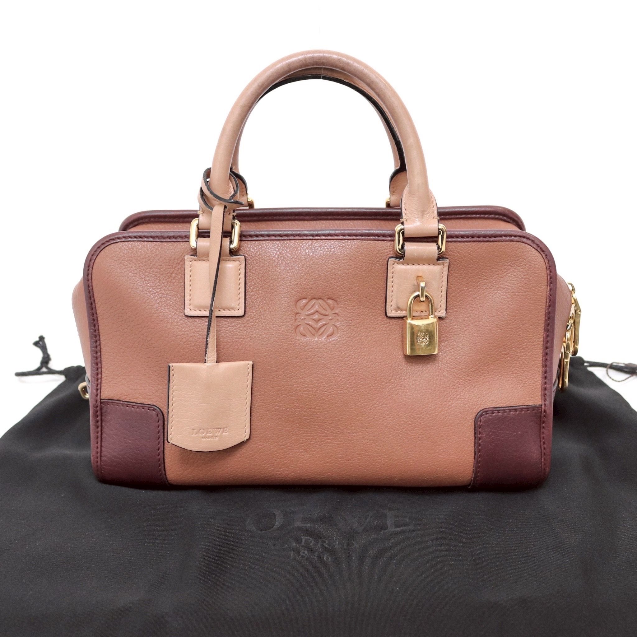 【美品】ロエベ LOEWE アマソナ28 AMAZONA ハンドバッグ ブラウン