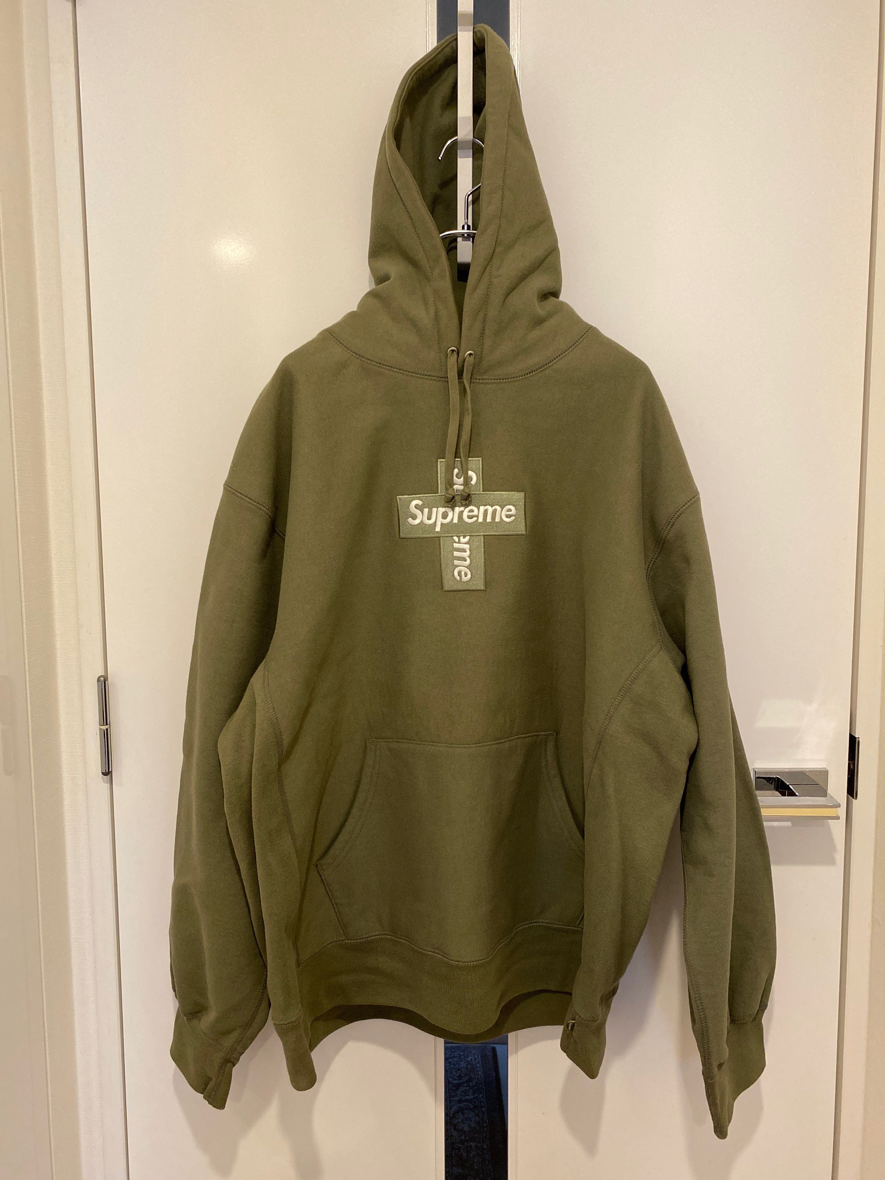 Supreme Cross Box Logo Hooded Sweatshirt "Light Olive"