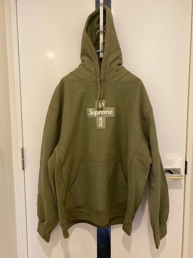 Supreme Cross Box Logo Hooded Sweatshirt "Light Olive"