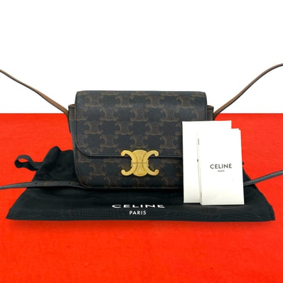 CELINE セリーヌ トリオンフ ミニショルダー ロゴ 金具 レザー PVC ショルダーバッグ ブラウン
48655