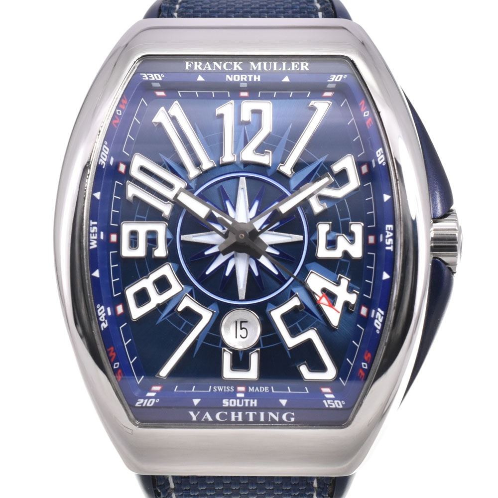 フランクミュラー FRANCK MULLER V45SCDTYACHTING ACBL ヴァンガード デイト ブルー 自動巻き メンズ 美品 箱・保証書付き 腕時計 D#146421