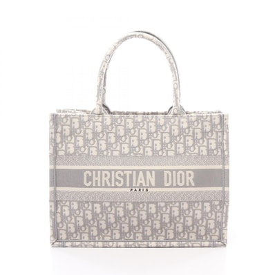ディオール Dior BOOK TOTE ブックトート ミディアム オブリーク エンブロイダリー トートバッグ バッグ キャンバス レディース ネイビー系 【中古】