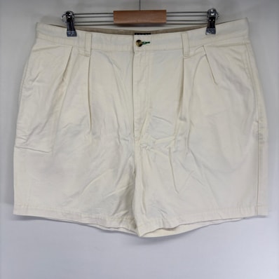 古着 90's/90年代 トミーヒルフィガー TOMMY HILFIGER パンツ チノ ハーフ ショート ワンポイントロゴ ジップ w40 ホワイト系 メンズ