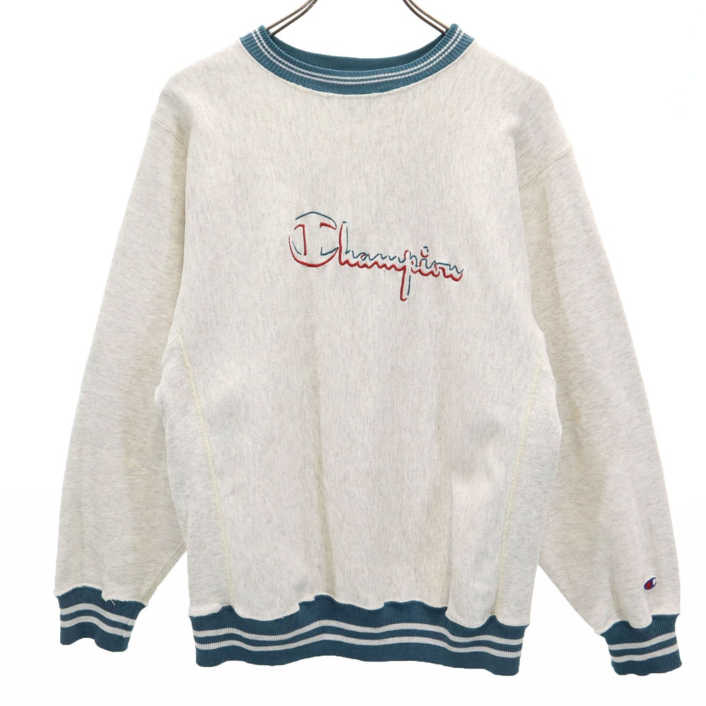Champion チャンピオン 90s USA製 オールド 刺繍タグ 長袖 リバースウィーブ スウェット トレーナー M ライトグレー 裏起毛
