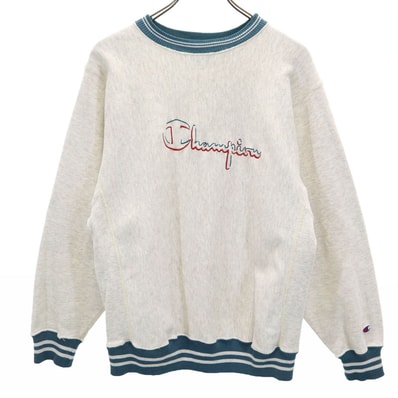 Champion チャンピオン 90s USA製 オールド 刺繍タグ 長袖 リバースウィーブ スウェット トレーナー M ライトグレー 裏起毛