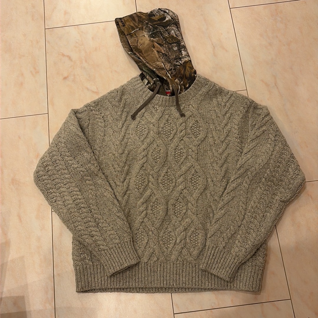 Supreme Cable Hooded Sweater "Oatmeal"