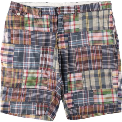 古着 ラルフローレン Ralph Lauren POLO by Ralph Lauren チェック柄 パッチワーク コットンショーツ ハーフパンツ メンズw40相当/eaa659297