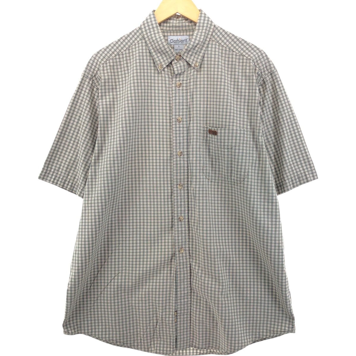 古着 カーハート Carhartt チェック柄 ボタンダウン 半袖 ワークシャツ メンズL相当/eaa550595