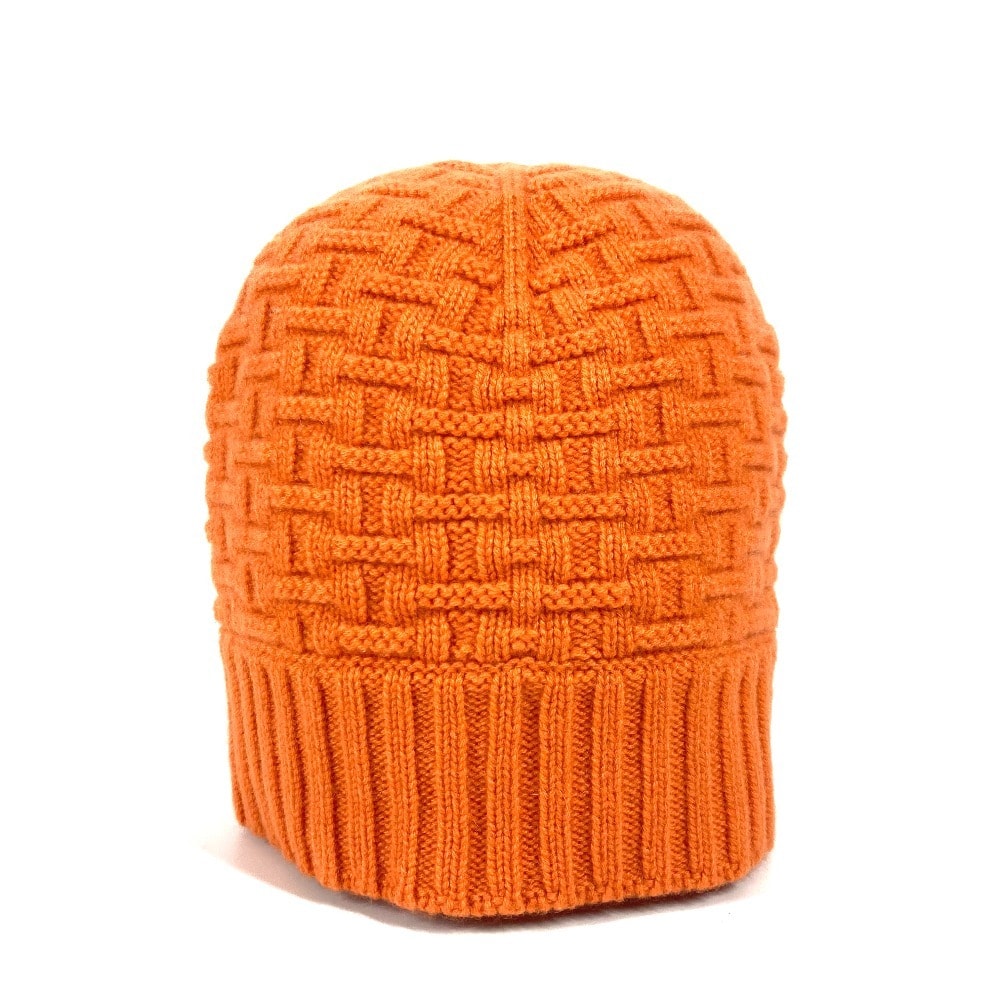 エルメス HERMES Hロゴ ビーニー 帽子 ニット帽 ニットキャップ ニット帽 カシミヤ オレンジ 新品同様