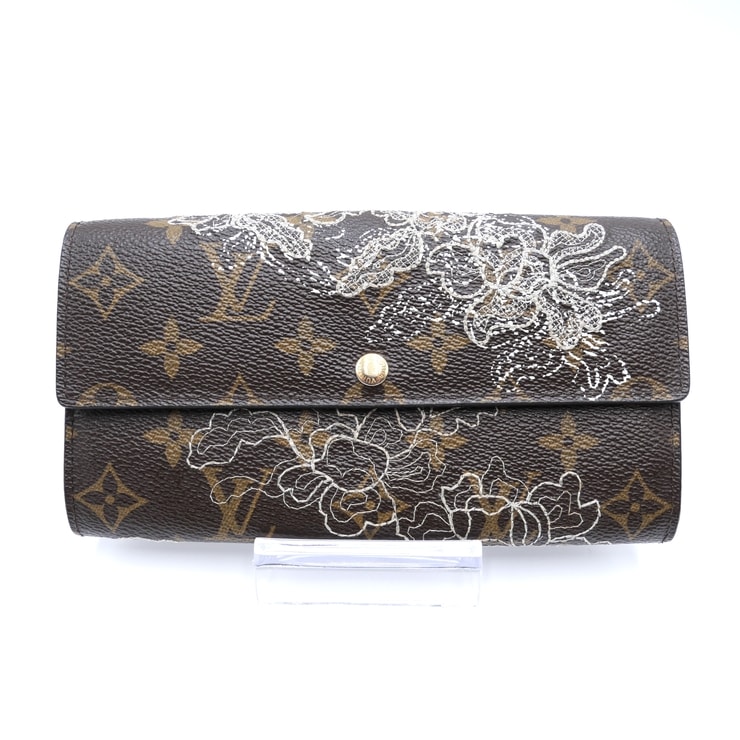 LOUIS VUITTON(ルイ・ヴィトン)ポルトフォイユ・サラ モノグラム・ダンテェル 長財布 ブラウン シルバー刺繍 ゴールド金具 M95390【中古】