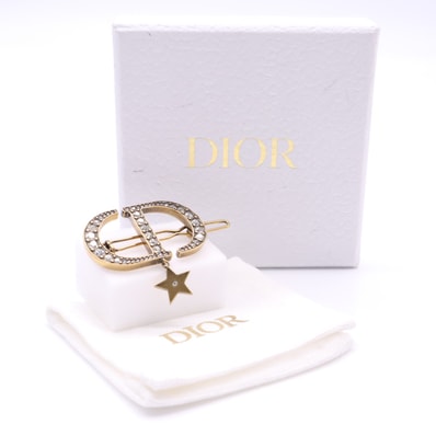 Christian Dior クリスチャンディオール CDロゴ ラインストーン スター バレッタ GP - バレッタ ゴールド GP レディース