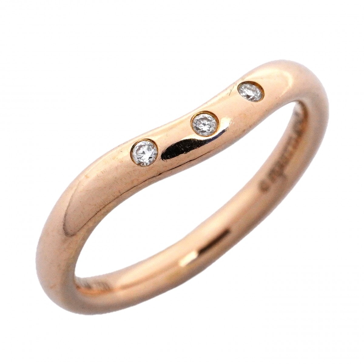 ★最終価格【6jcb0263】ティファニー リング カーブドバンド 3PD K18PG ピンクゴールド ダイヤモンド 5号【中古】レディース