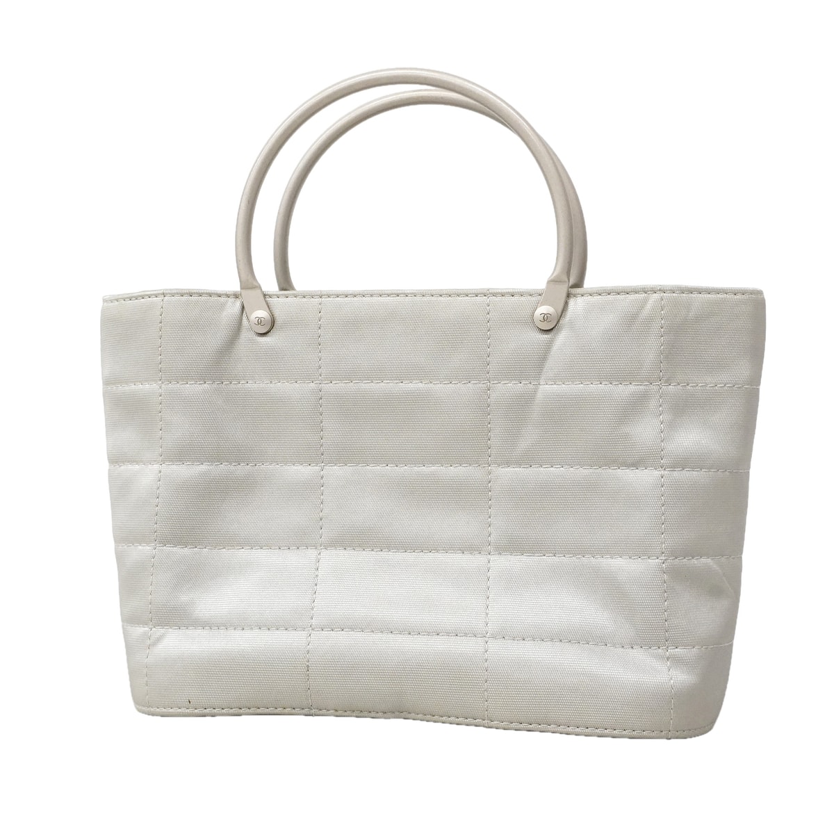 【6id4913】シャネル ハンドバッグ ナイロン グレー シルバー金具【中古】レディース