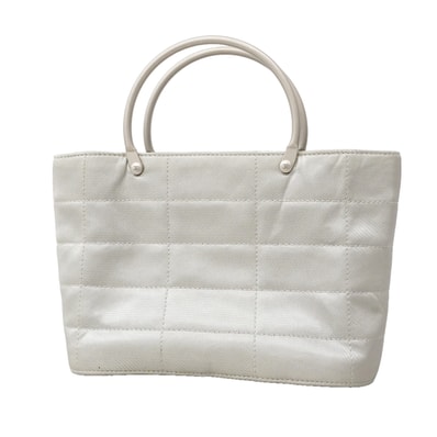 【6id4913】シャネル ハンドバッグ ナイロン グレー シルバー金具【中古】レディース