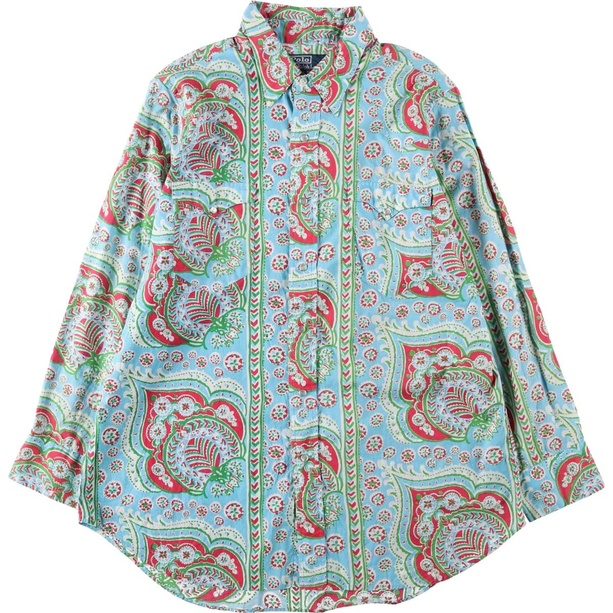 古着 ラルフローレン Ralph Lauren POLO by Ralph Lauren WESTERN 総柄 長袖 ウエスタンシャツ メンズL相当/eaa620104