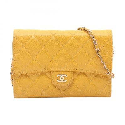 シャネル CHANEL マトラッセ ミニ ショルダーバッグ バッグ キャビアスキン(グレインドカーフ) レディース イエロー系 【中古】