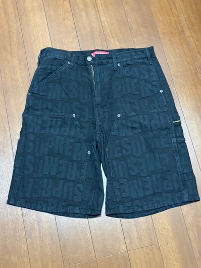 Supreme Repeat Jacquard Double Knee Denim Short "Black"