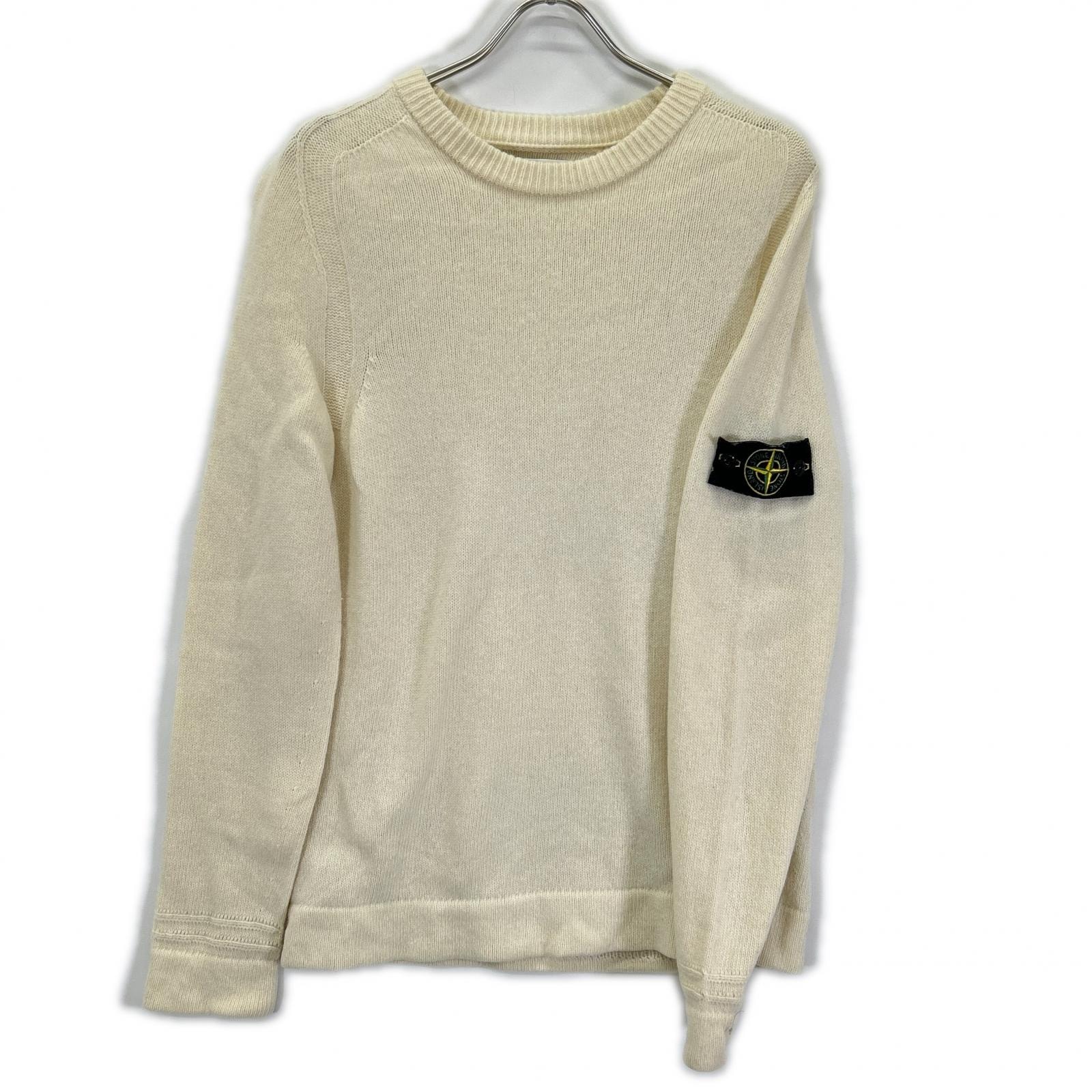 ストーンアイランド 18AW 6915540A3 アイボリー ウール クルーネック ロングスリーブ ニット L