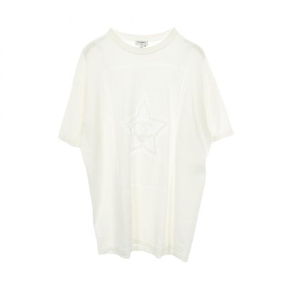 シャネル CHANEL スター ココマーク オーバーサイズ 半袖Tシャツ 衣料品 トップス コットン レディース ホワイト系 P76443K10987 【中古】