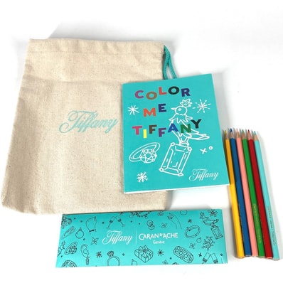 ティファニー TIFFANY&Co. 色鉛筆6色&ぬりえ&ポーチ Caran d'Ache (カランダッシュ)Tiffany コラボ ノベルティ 非売品 鉛筆 ウッド マルチカラー 未使用