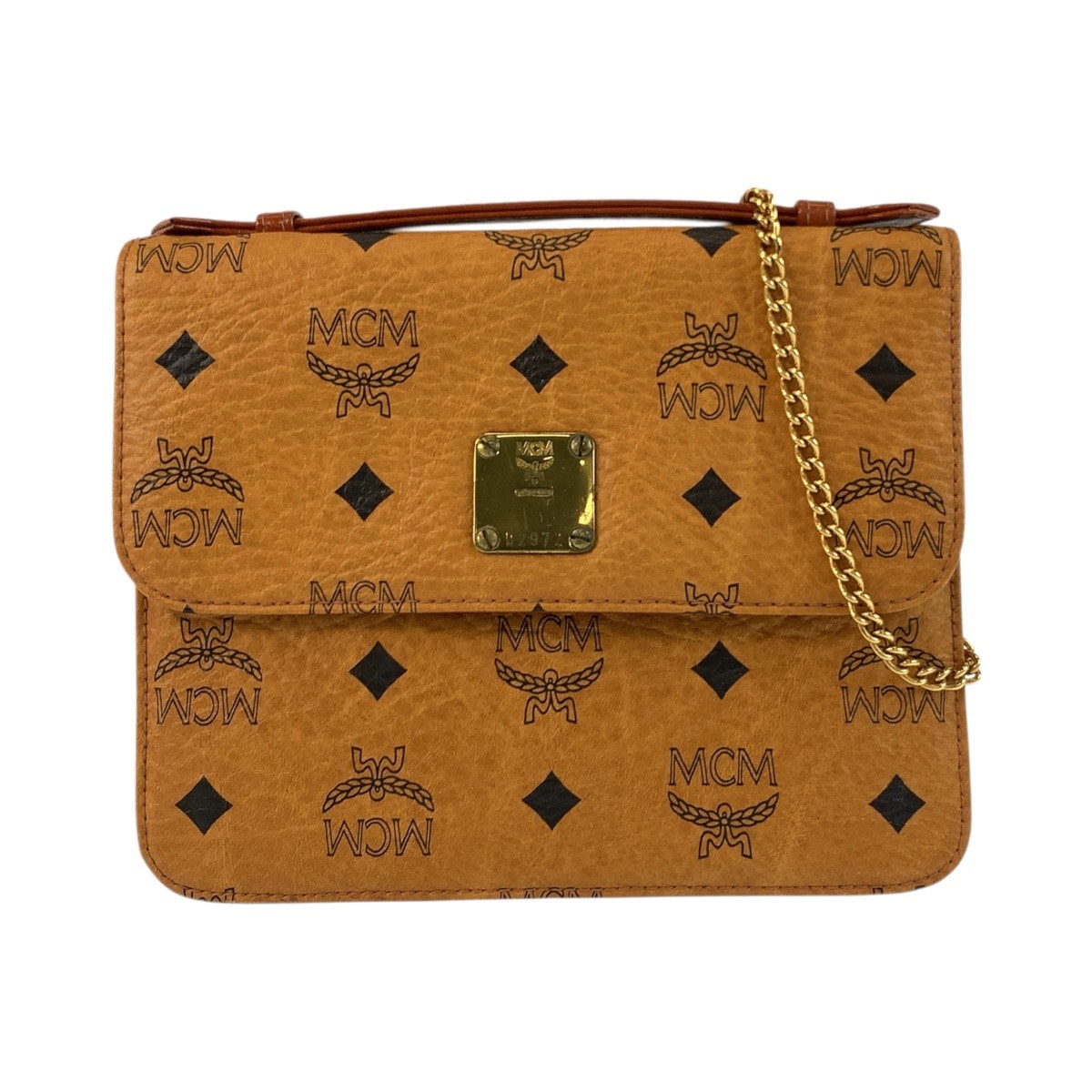 美品 MCM エム シー エム ヴィセトス ロゴグラム ブラウン ゴールド金具 レザー チェーンショルダーバッグ ハンドバッグ 2way 603661 【中古】