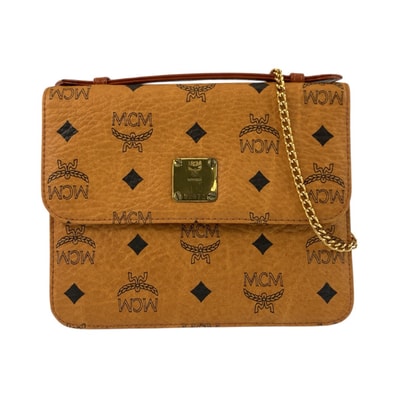 美品 MCM エム シー エム ヴィセトス ロゴグラム ブラウン ゴールド金具 レザー チェーンショルダーバッグ ハンドバッグ 2way 603661 【中古】