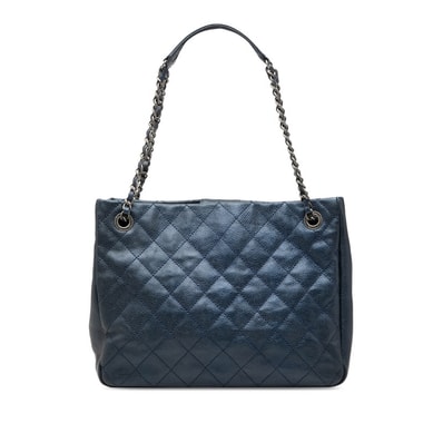 シャネル マトラッセ トートバッグ ブルー キャビアスキン レディース CHANEL 【中古】