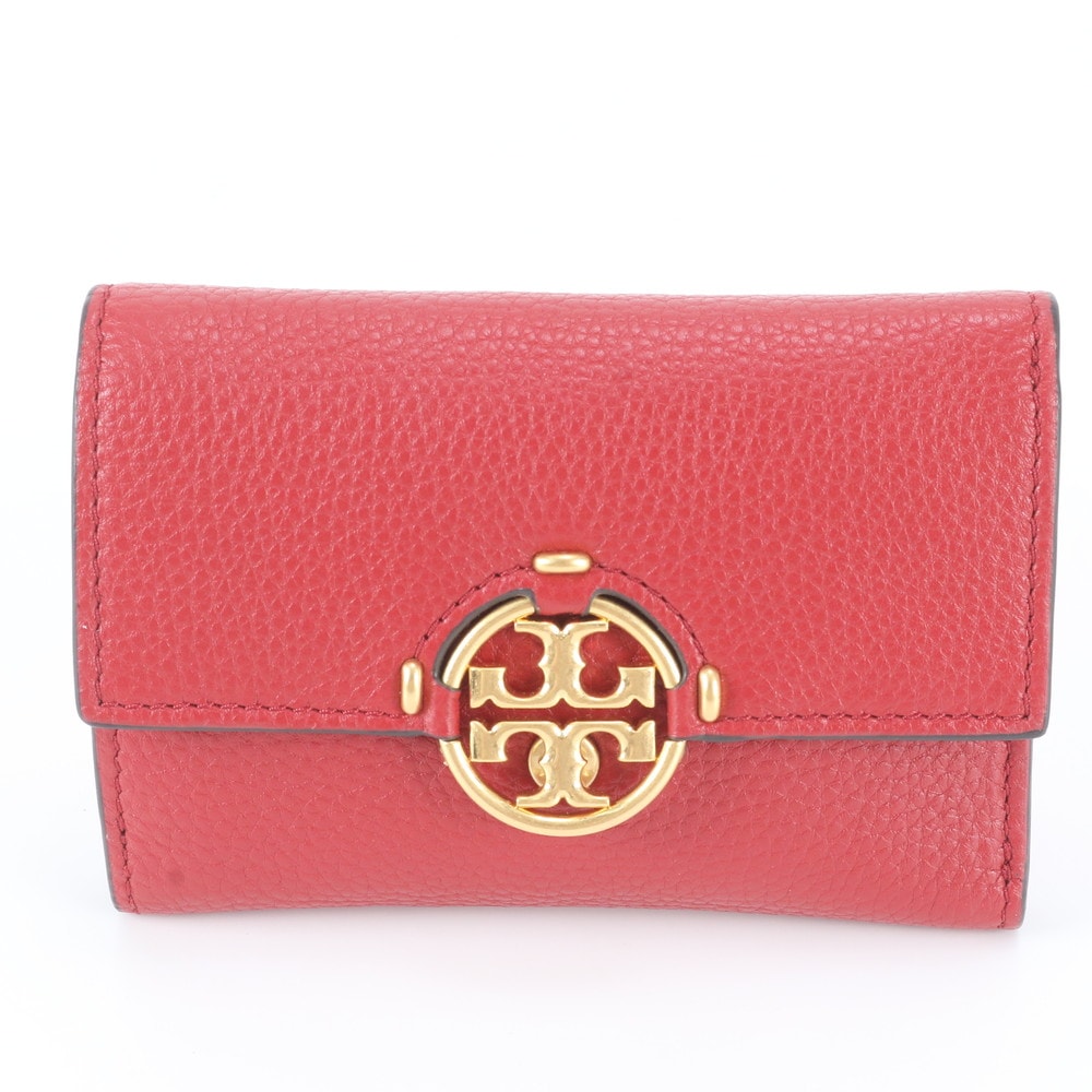■極美品 トリーバーチ ダブルT ロゴ三つ折り 財布 レザー