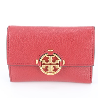 ■極美品 トリーバーチ ダブルT ロゴ三つ折り 財布 レザー